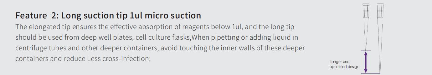 Feature 2-Long suction tip 1ul micro suction