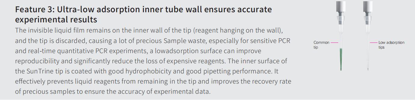 Feature 3-Ultra-low adsorption inner tube wall ensures accurate