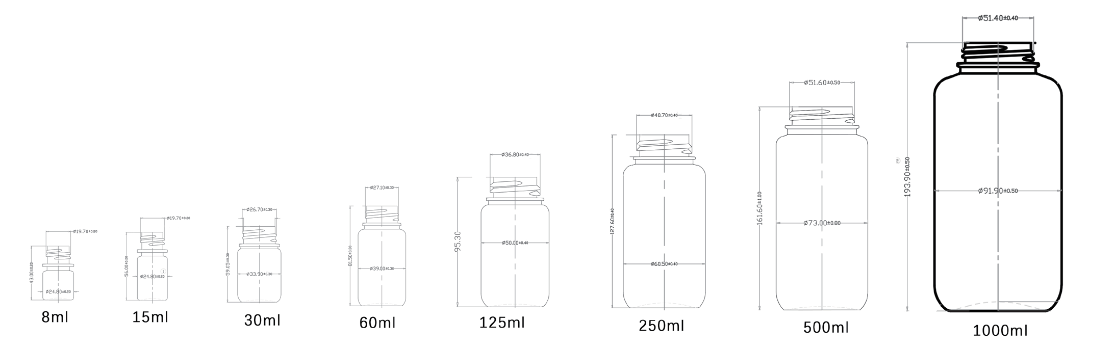 Transparent PP wide mouth reagent bottle series Specificaitons 01